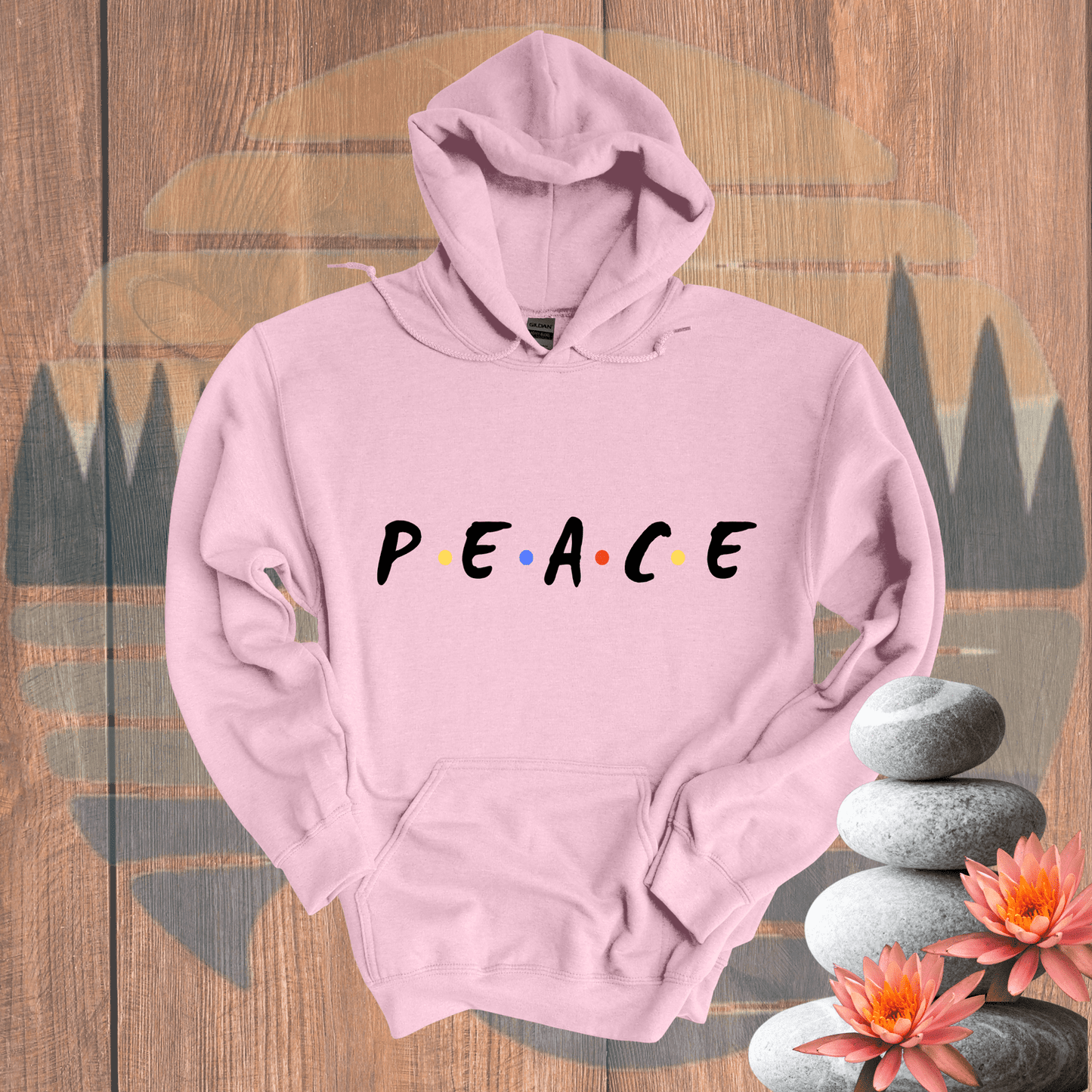 Printify Hoodie Light Pink / S PEACE* Hooded Sweatshirt PEACE* Hooded Sweatshirt 89470031626616352699