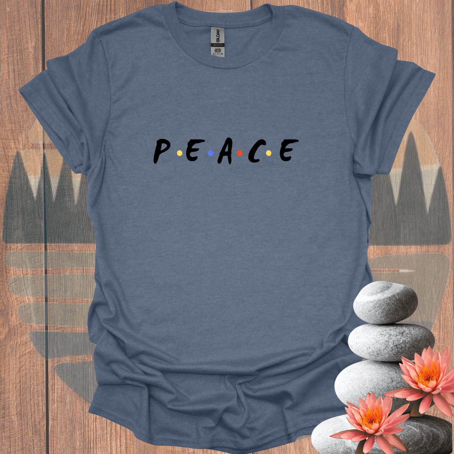 Printify T-Shirt Heather Indigo / S PEACE* T-Shirt PEACE* T-Shirt 51799367358376632419