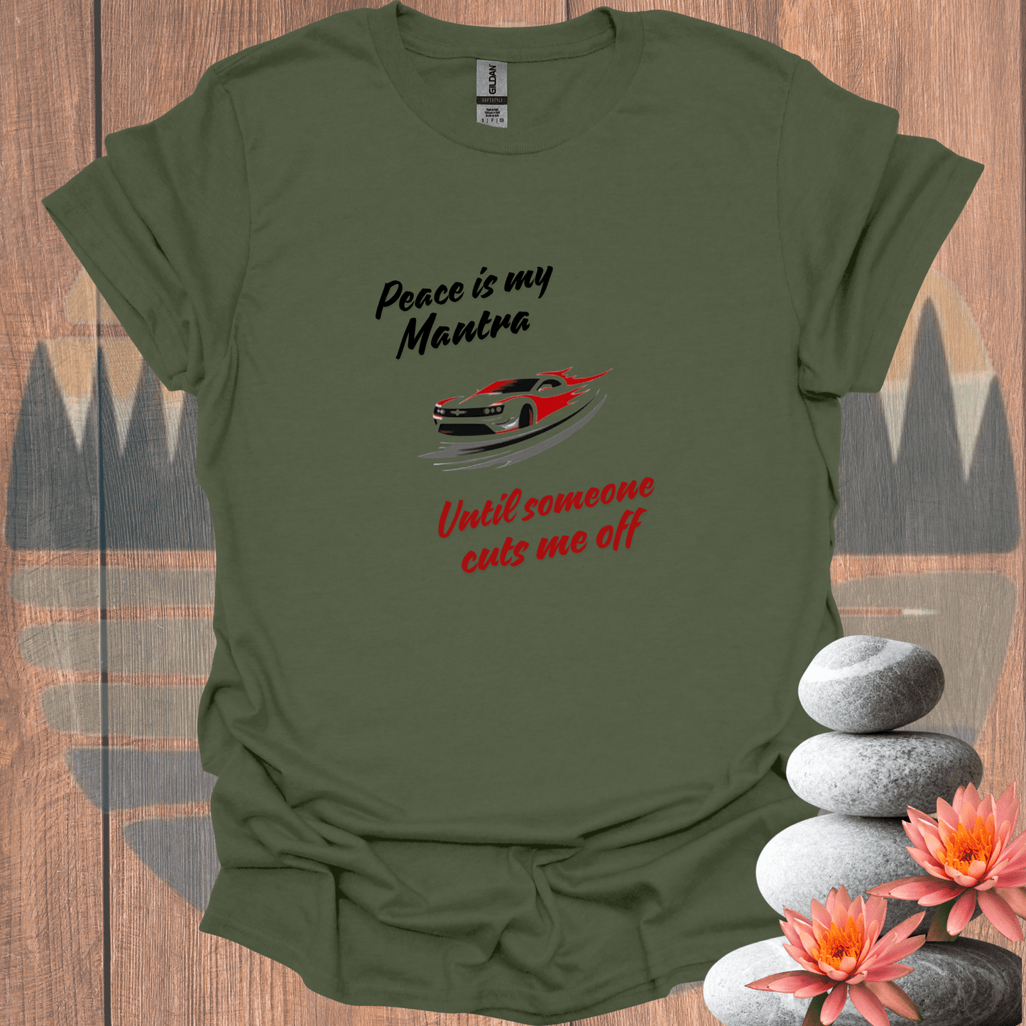 Printify T-Shirt Military Green / S Peaceful Drive T-Shirt Peaceful Drive T-Shirt 17574501438718850979