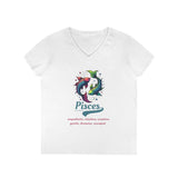 Printify V-neck S / White Pisces Ladies' V-Neck T-Shirt Pisces Ladies' V-Neck T-Shirt 95621178868141955658