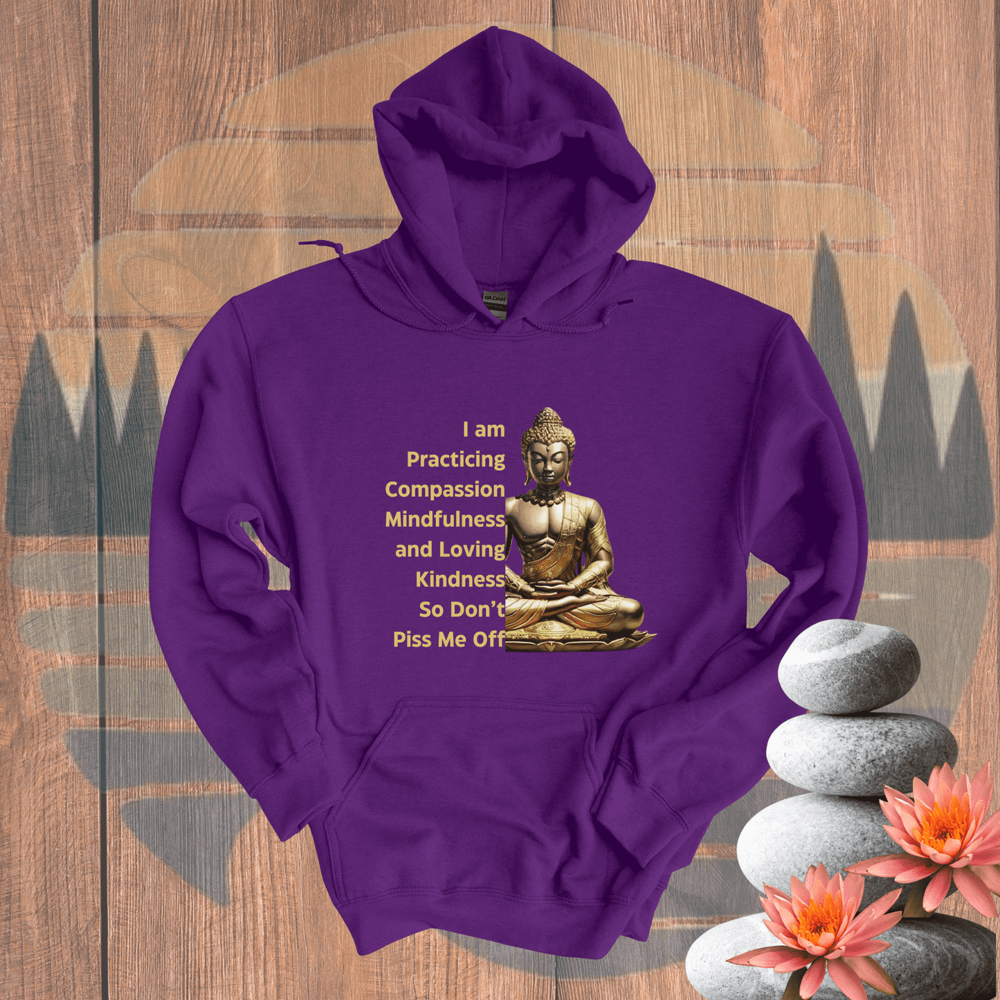 Printify Hoodie Purple / S Practicing Buddha Hooded Sweatshirt Practicing Buddha Hooded Sweatshirt 10558359671464911711