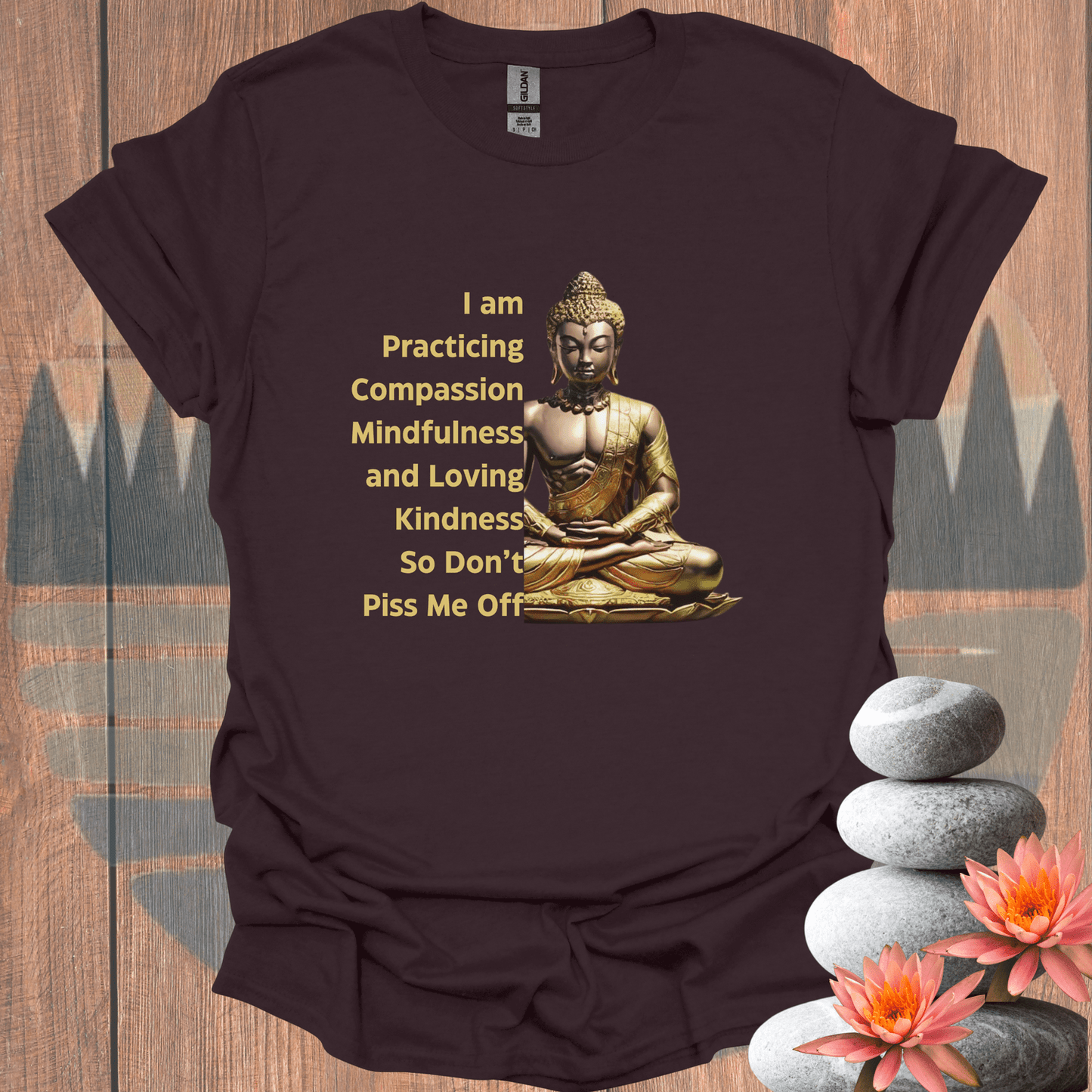 Printify T-Shirt Dark Chocolate / S Practicing Buddha T-Shirt Practicing Buddha T-Shirt 19363548494141509374