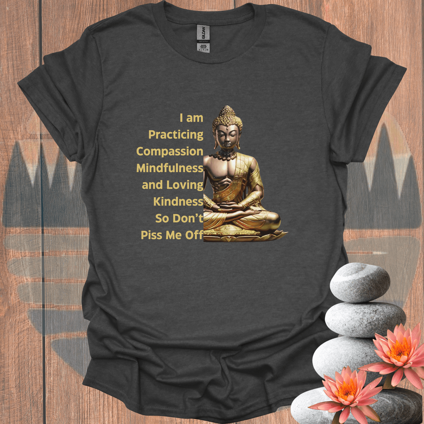 Printify T-Shirt Dark Heather / S Practicing Buddha T-Shirt Practicing Buddha T-Shirt 31613986663069196590