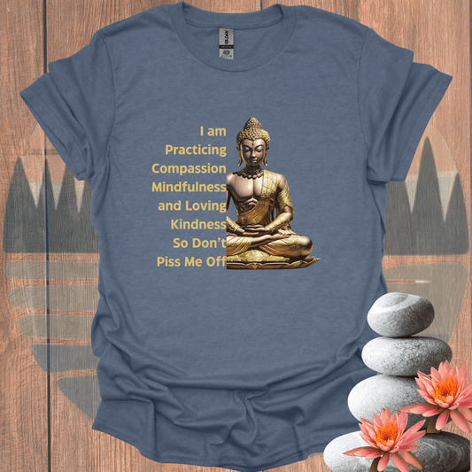 Printify T-Shirt Heather Indigo / S Practicing Buddha T-Shirt Practicing Buddha T-Shirt 14251670807536599830