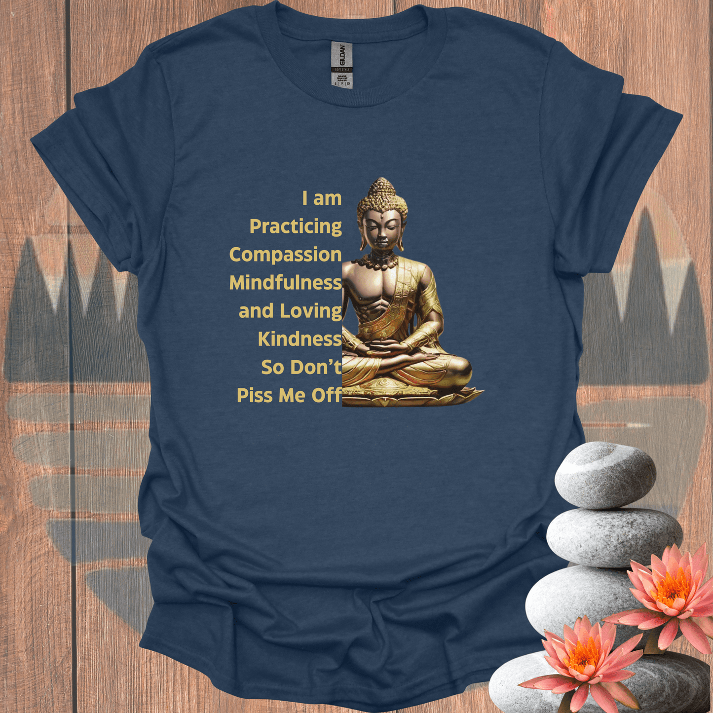 Printify T-Shirt Heather Navy / S Practicing Buddha T-Shirt Practicing Buddha T-Shirt 14181185452879235510