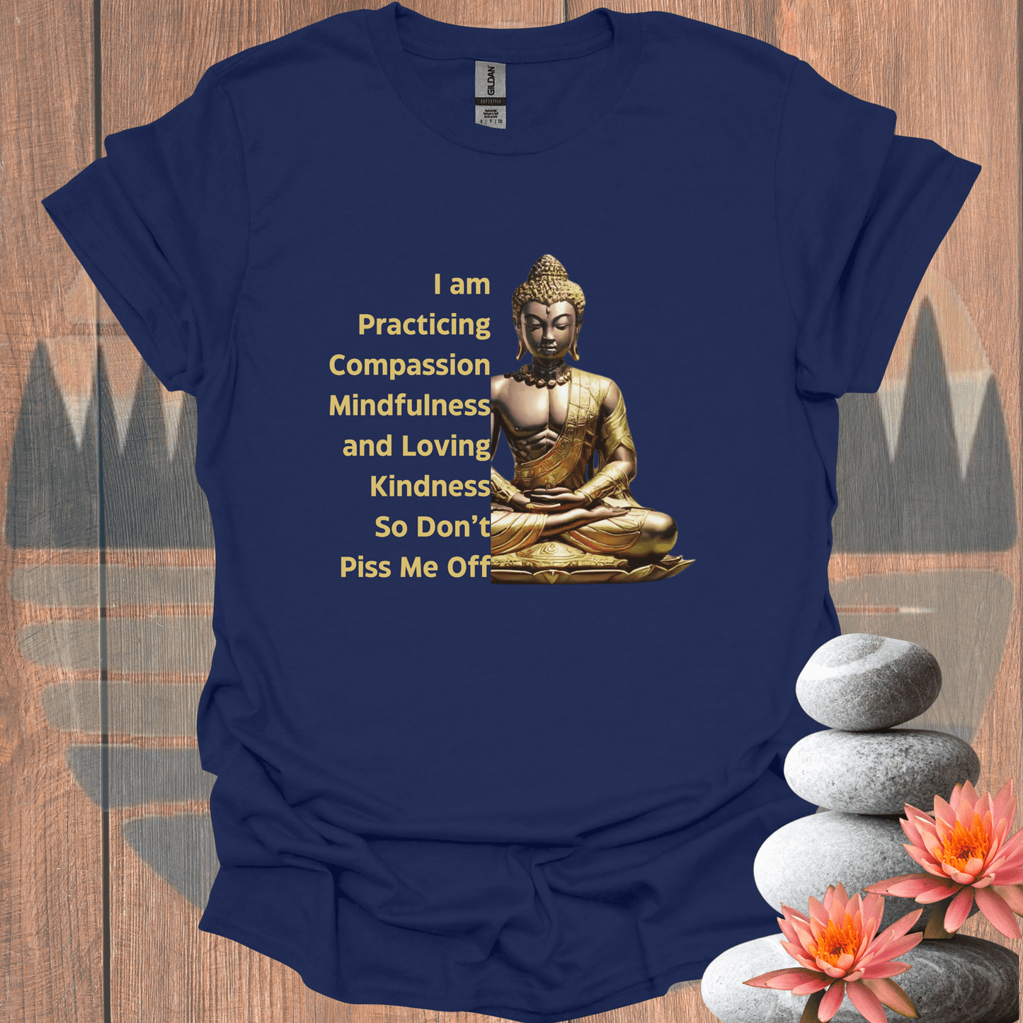 Printify T-Shirt Navy / S Practicing Buddha T-Shirt Practicing Buddha T-Shirt 18137074669555630050