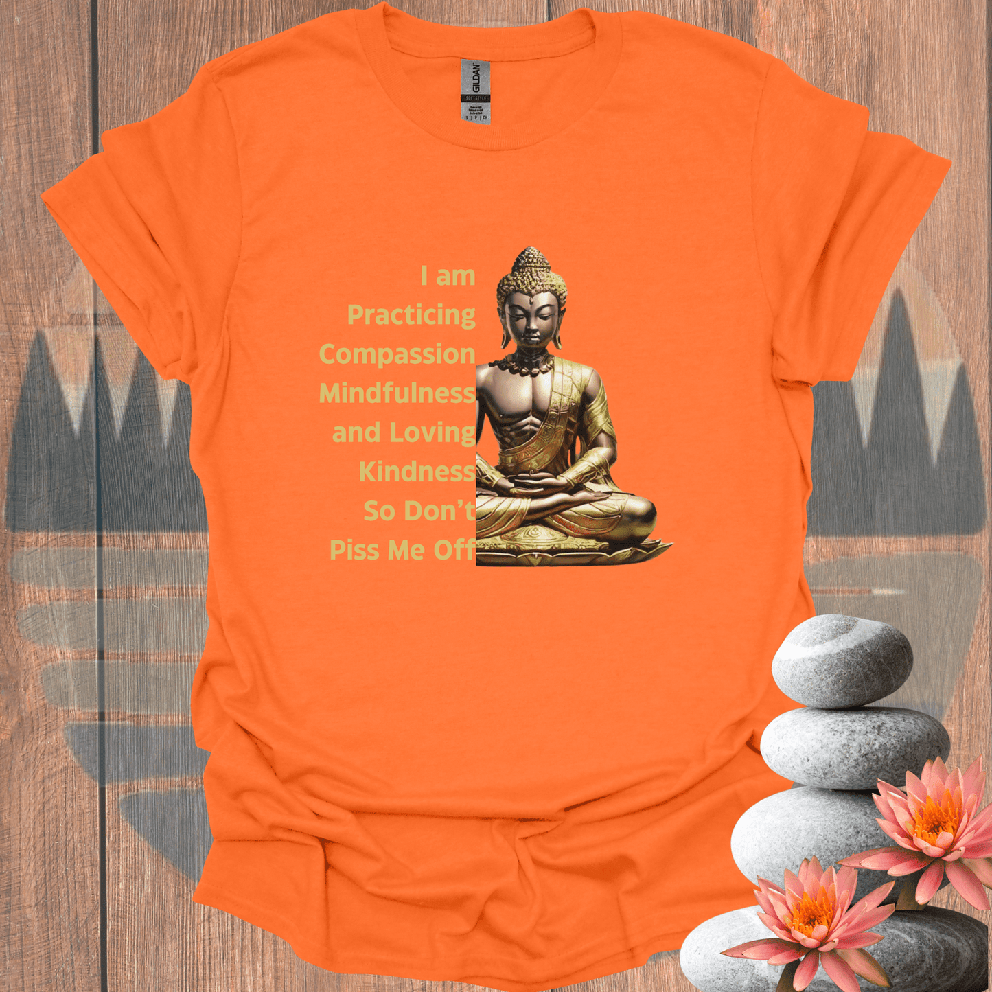 Printify T-Shirt Orange / S Practicing Buddha T-Shirt Practicing Buddha T-Shirt 45162278347341503045