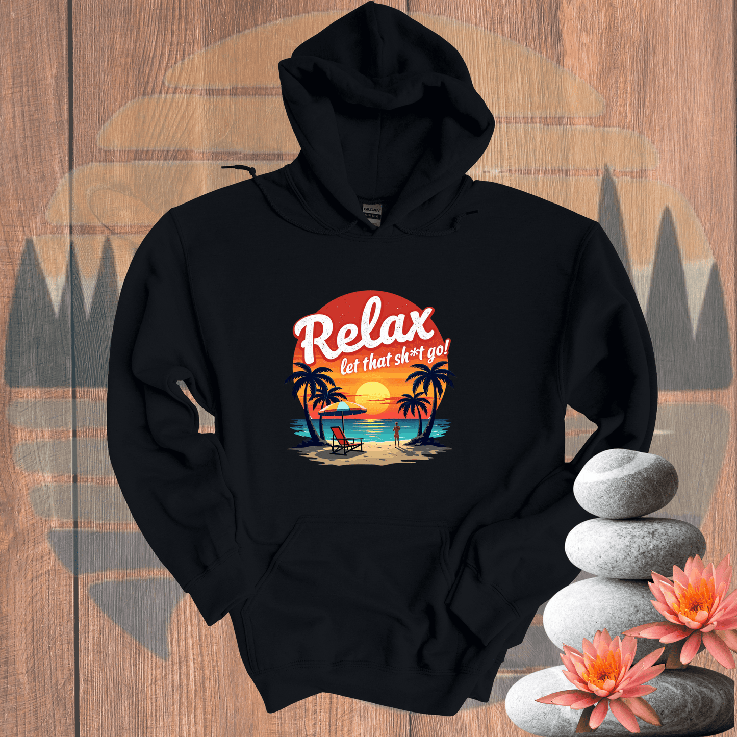 Printify Hoodie Black / S Relax Let It Go Hooded Sweatshirt Relax Let It Go Hooded Sweatshirt 25559162655410745923