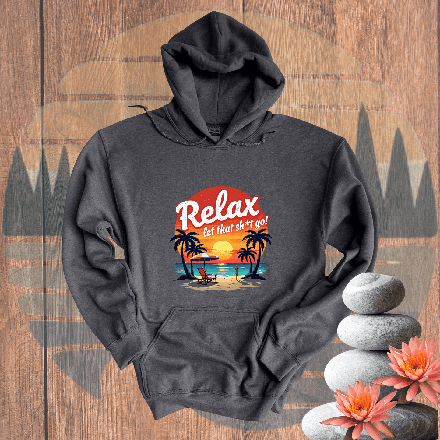 Printify Hoodie Dark Heather / S Relax Let It Go Hooded Sweatshirt Relax Let It Go Hooded Sweatshirt 31559136553686960285