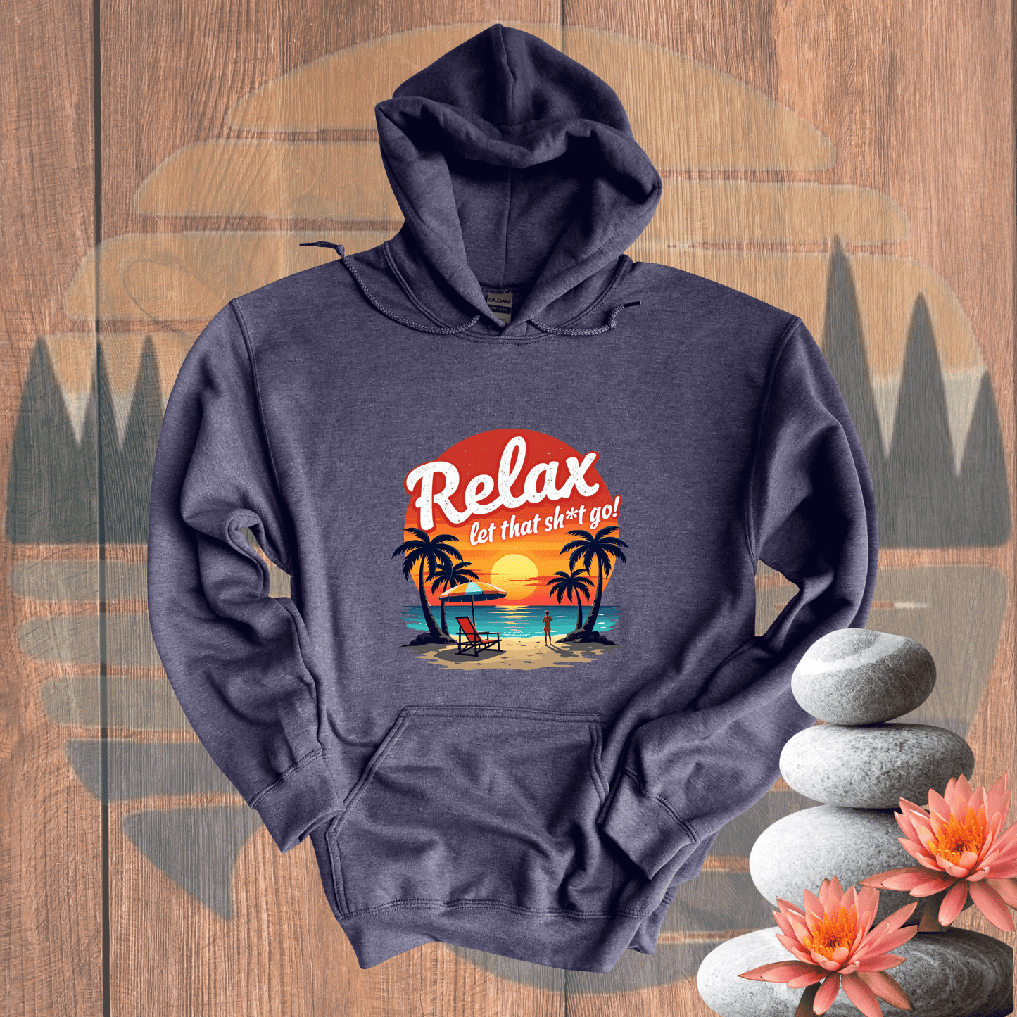 Printify Hoodie Heather Navy / S Relax Let It Go Hooded Sweatshirt Relax Let It Go Hooded Sweatshirt 29218948315062465072