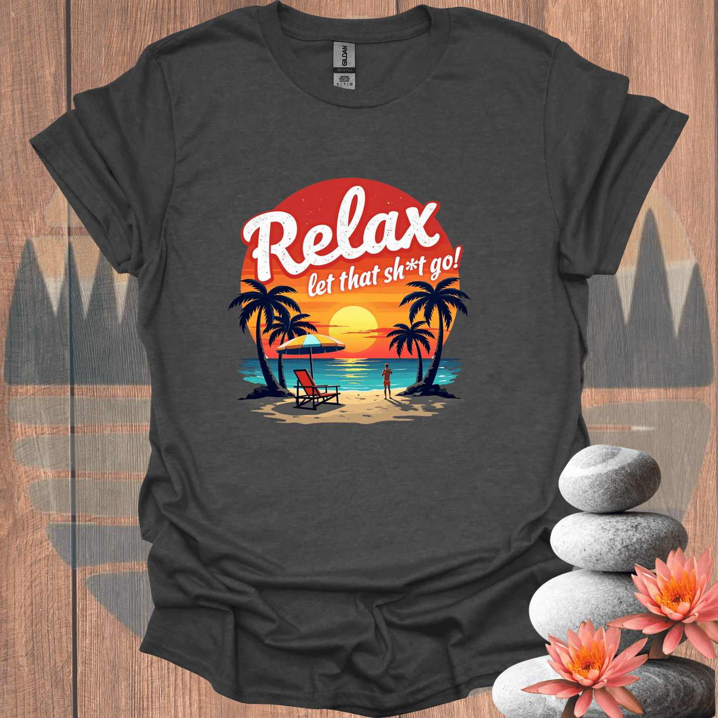 Printify T-Shirt Dark Heather / S Relax Let it Go T-Shirt Relax Let it Go T-Shirt 81433827368250901408