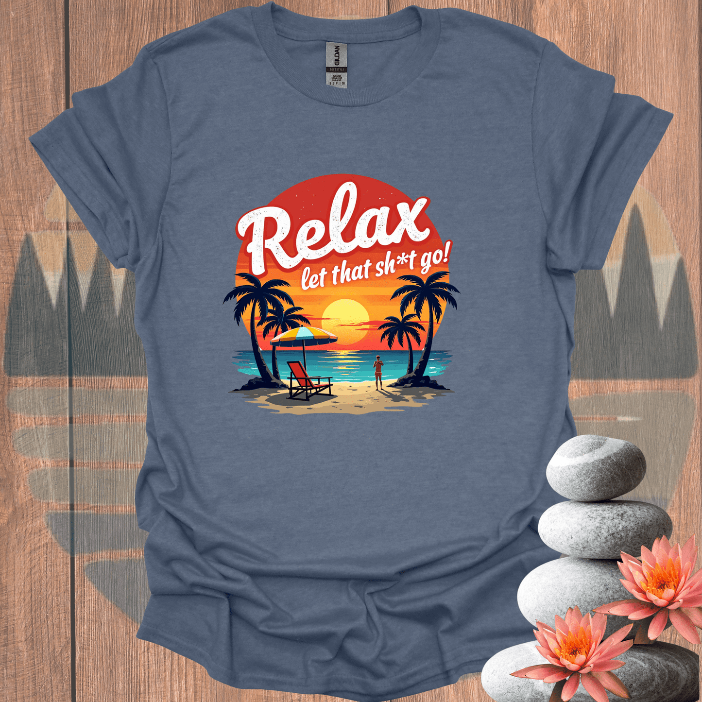 Printify T-Shirt Heather Indigo / S Relax Let it Go T-Shirt Relax Let it Go T-Shirt 28101768079016668023