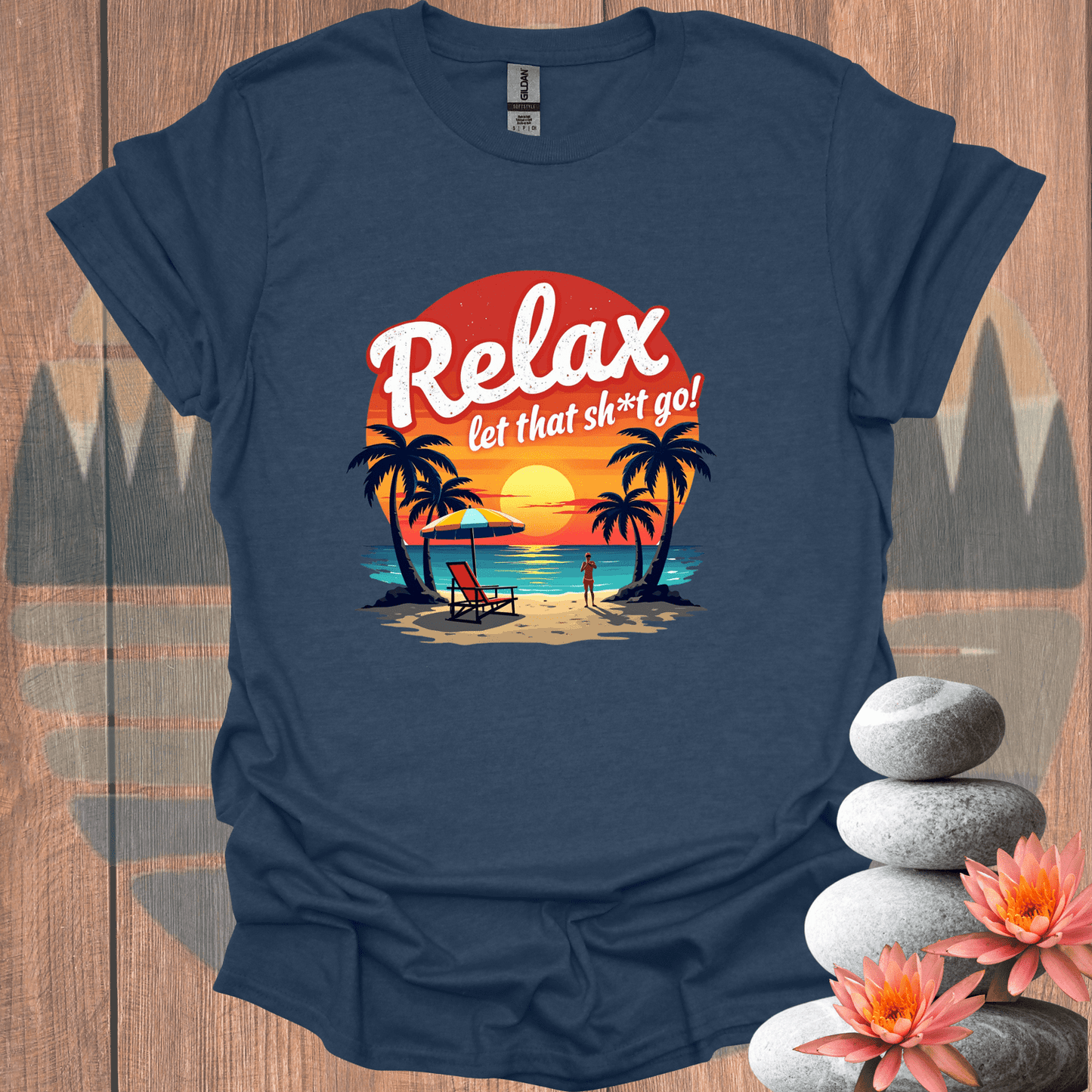 Printify T-Shirt Heather Navy / S Relax Let it Go T-Shirt Relax Let it Go T-Shirt 28393888890771925324