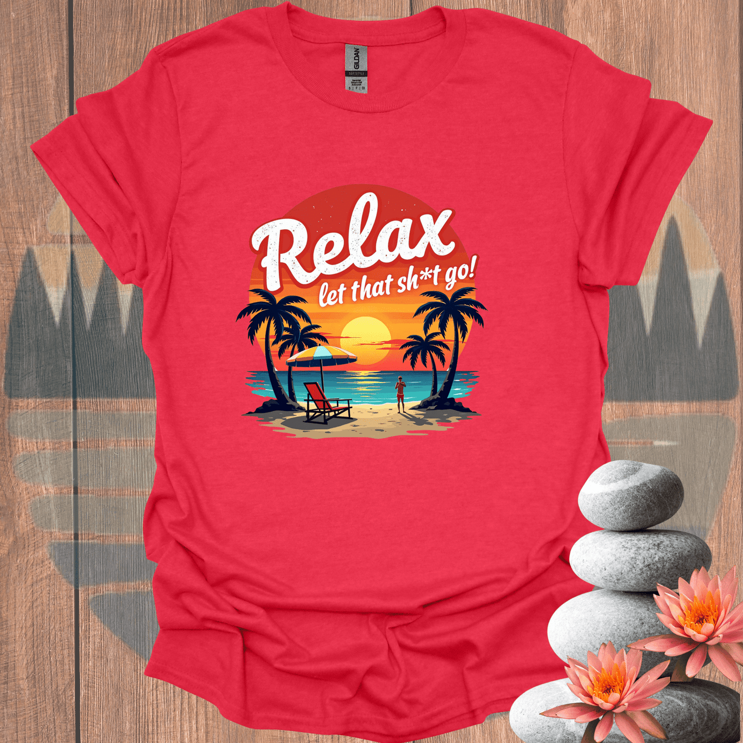 Printify T-Shirt Heather Red / S Relax Let it Go T-Shirt Relax Let it Go T-Shirt 21114593443978562512