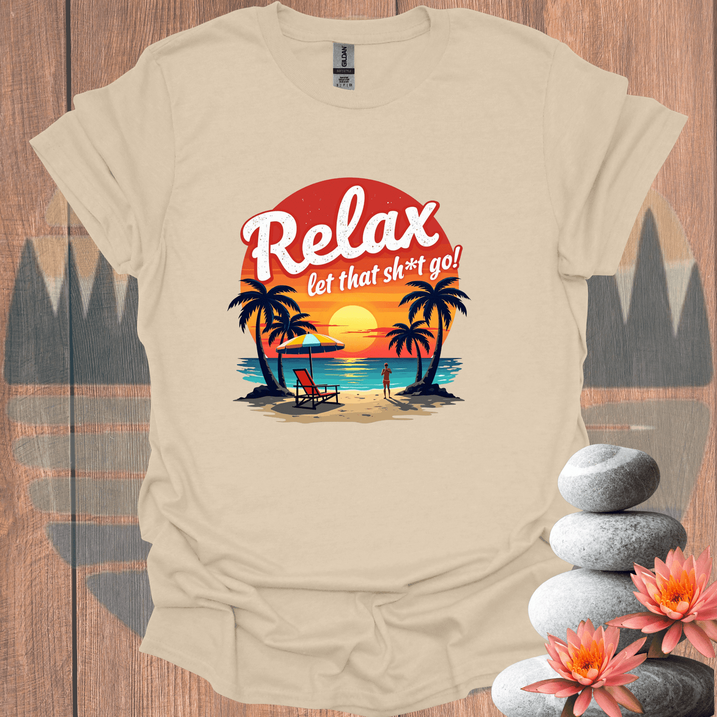 Printify T-Shirt Sand / S Relax Let it Go T-Shirt Relax Let it Go T-Shirt 94334020092001293666