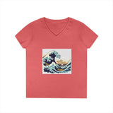 Printify V-neck S / Coral Silk Ride the Wave V-Neck T-Shirt Ride the Wave V-Neck T-Shirt 22856645670411239163
