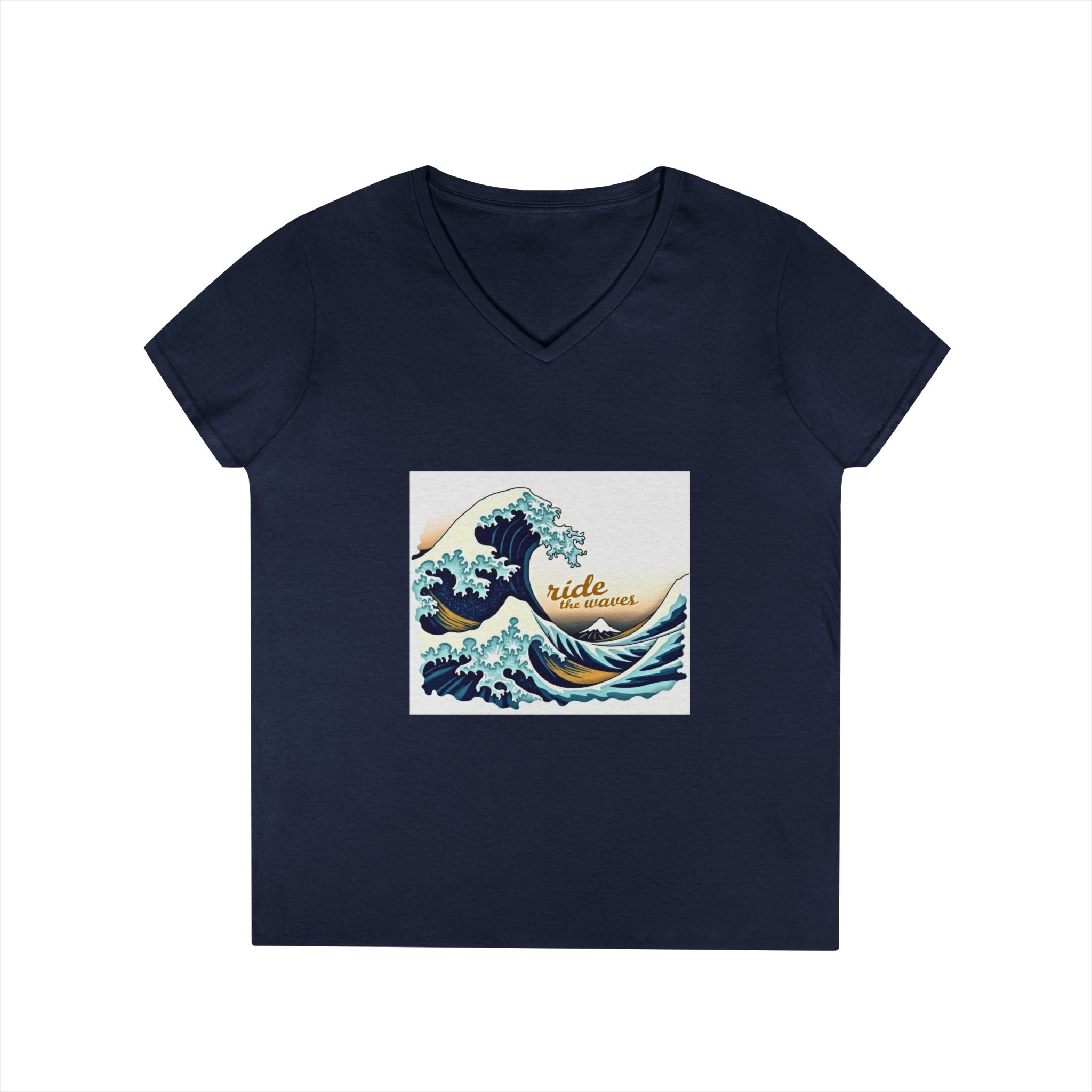 Printify V-neck S / Navy Ride the Wave V-Neck T-Shirt Ride the Wave V-Neck T-Shirt 32020243303066497771