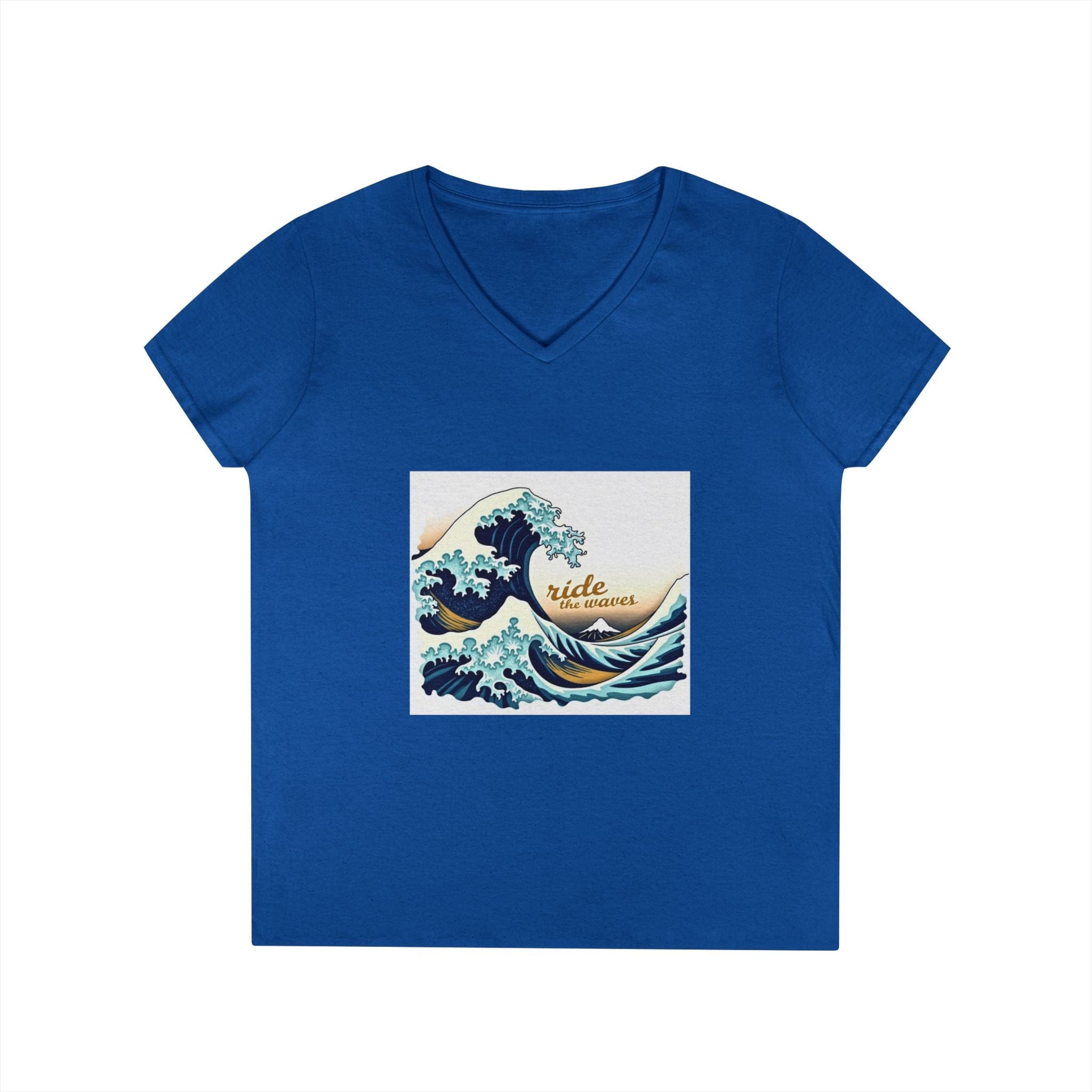 Printify V-neck S / Royal Ride the Wave V-Neck T-Shirt Ride the Wave V-Neck T-Shirt 17337370098500183942