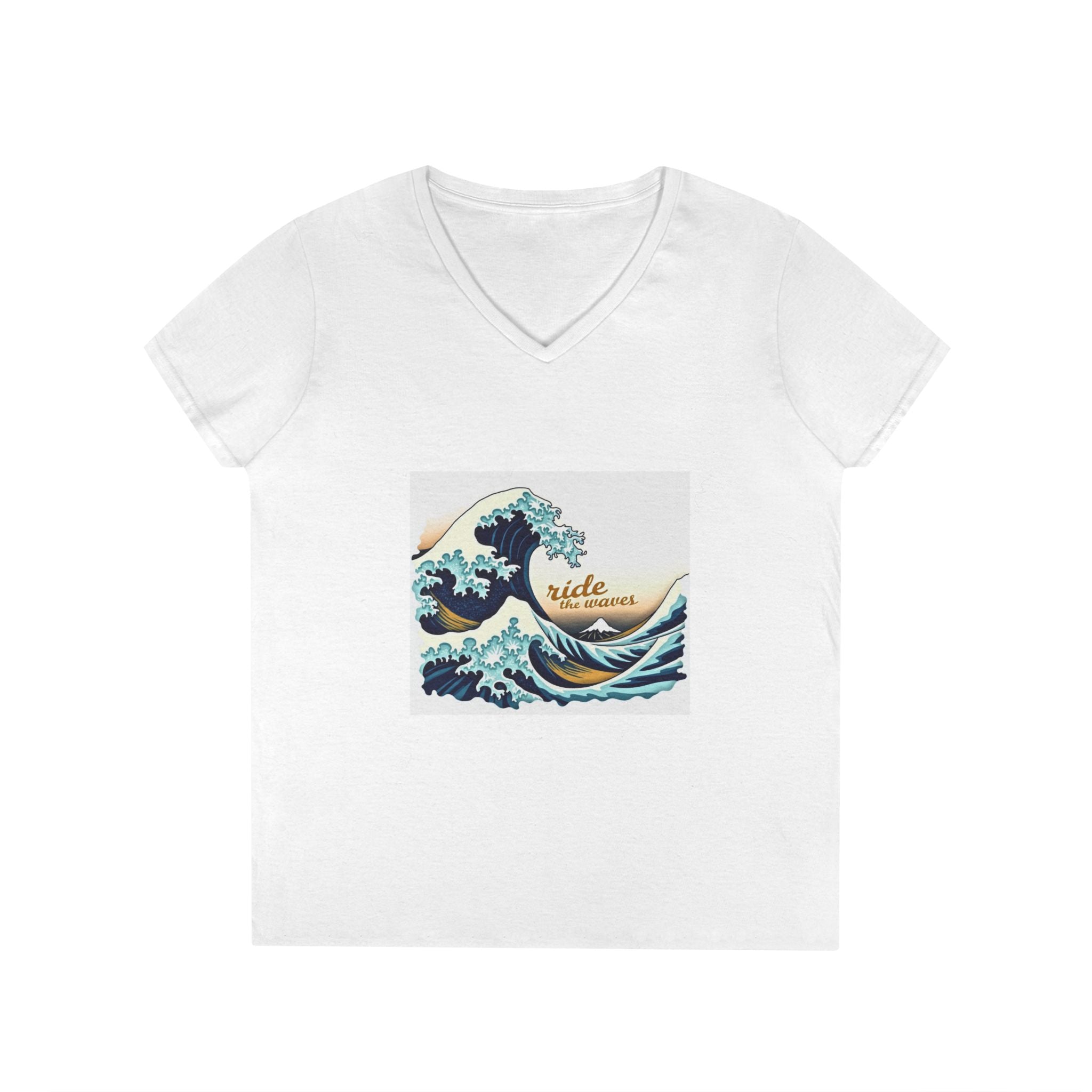 Printify V-neck S / White Ride the Wave V-Neck T-Shirt Ride the Wave V-Neck T-Shirt 13273891589142078568