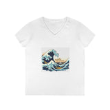 Printify V-neck S / White Ride the Wave V-Neck T-Shirt Ride the Wave V-Neck T-Shirt 13273891589142078568
