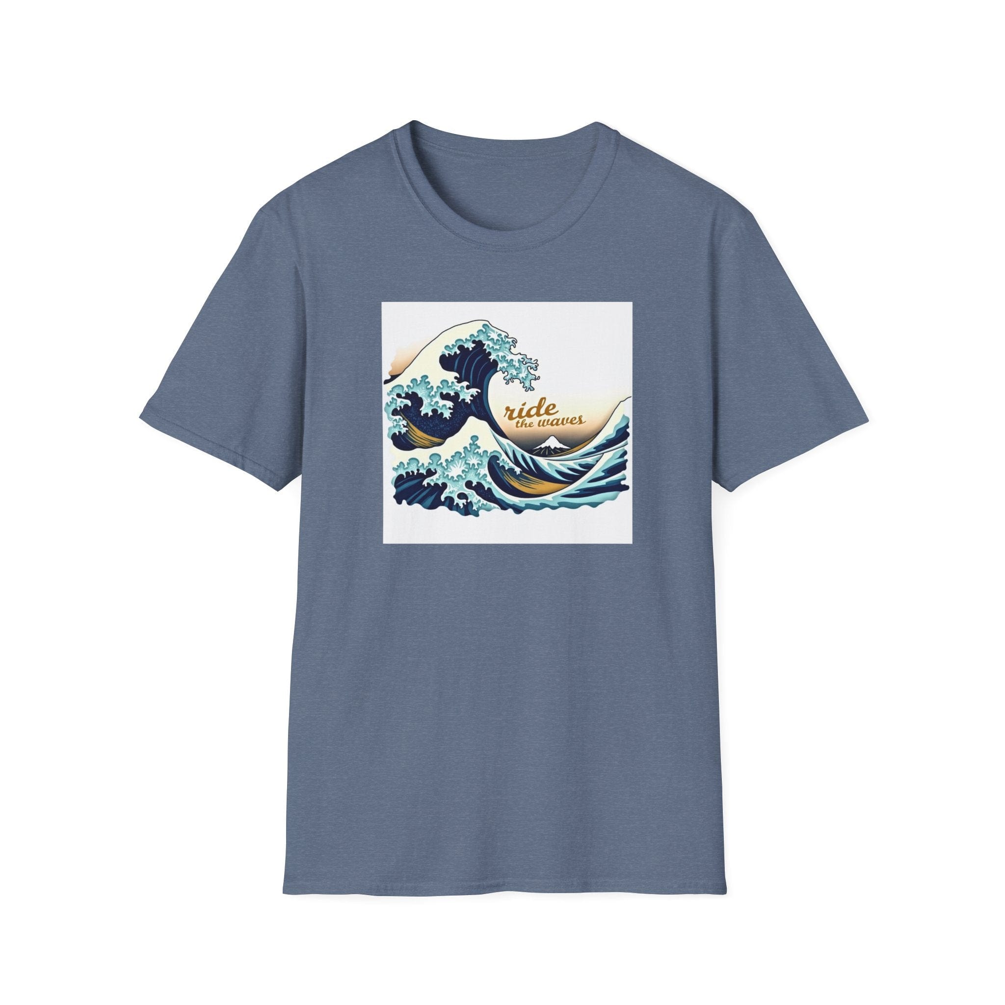 Printify T-Shirt Heather Indigo / S Ride the Waves T-Shirt Ride the Waves T-Shirt 27154506934791084815