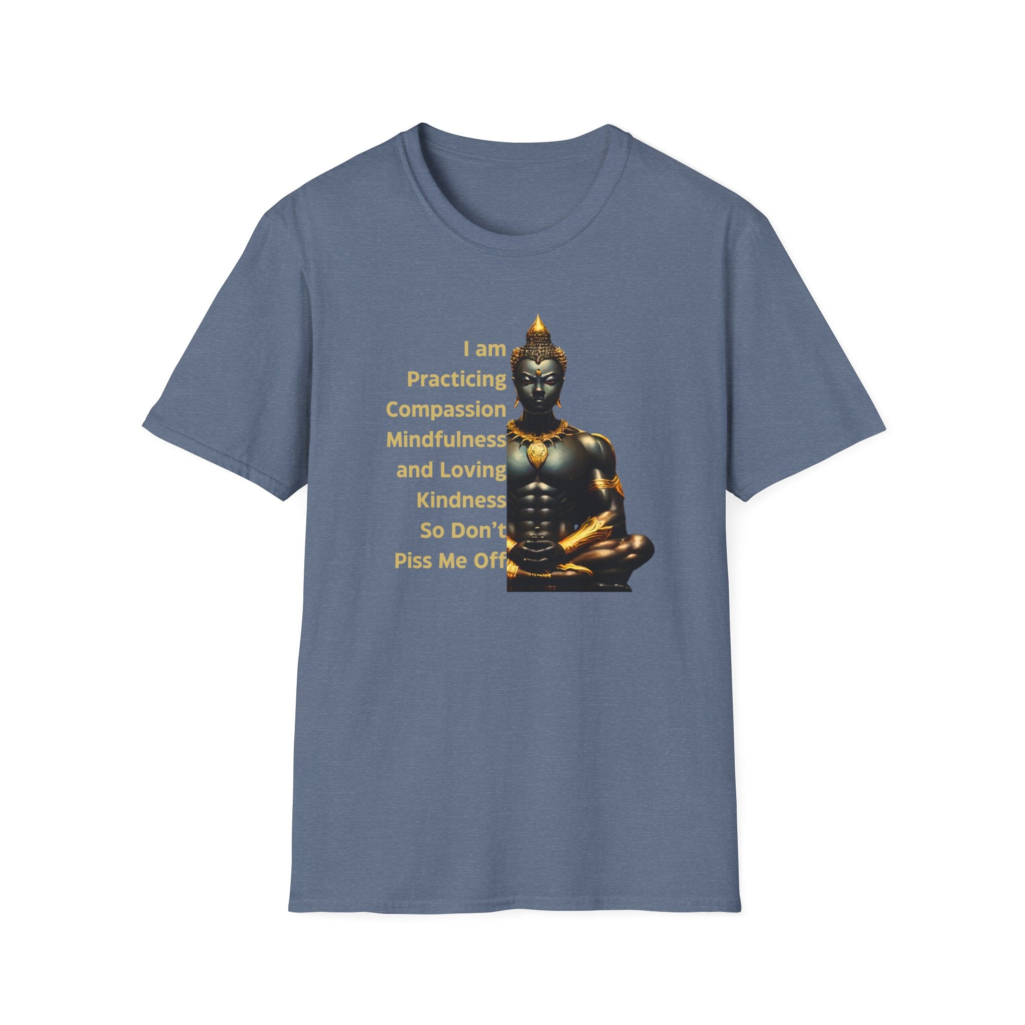 Printify T-Shirt Heather Indigo / S Serious Buddha T-Shirt Serious Buddha T-Shirt 18303445356219273963
