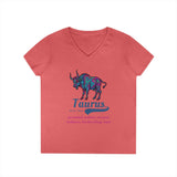 Printify V-neck S / Coral Silk Taurus Ladies' V-Neck T-Shirt Taurus Ladies' V-Neck T-Shirt 25173509757656386462