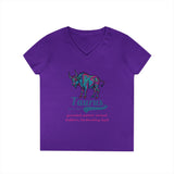 Printify V-neck S / Purple Taurus Ladies' V-Neck T-Shirt Taurus Ladies' V-Neck T-Shirt 61652145738160702550