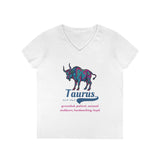 Printify V-neck S / White Taurus Ladies' V-Neck T-Shirt Taurus Ladies' V-Neck T-Shirt 21562478377579986608
