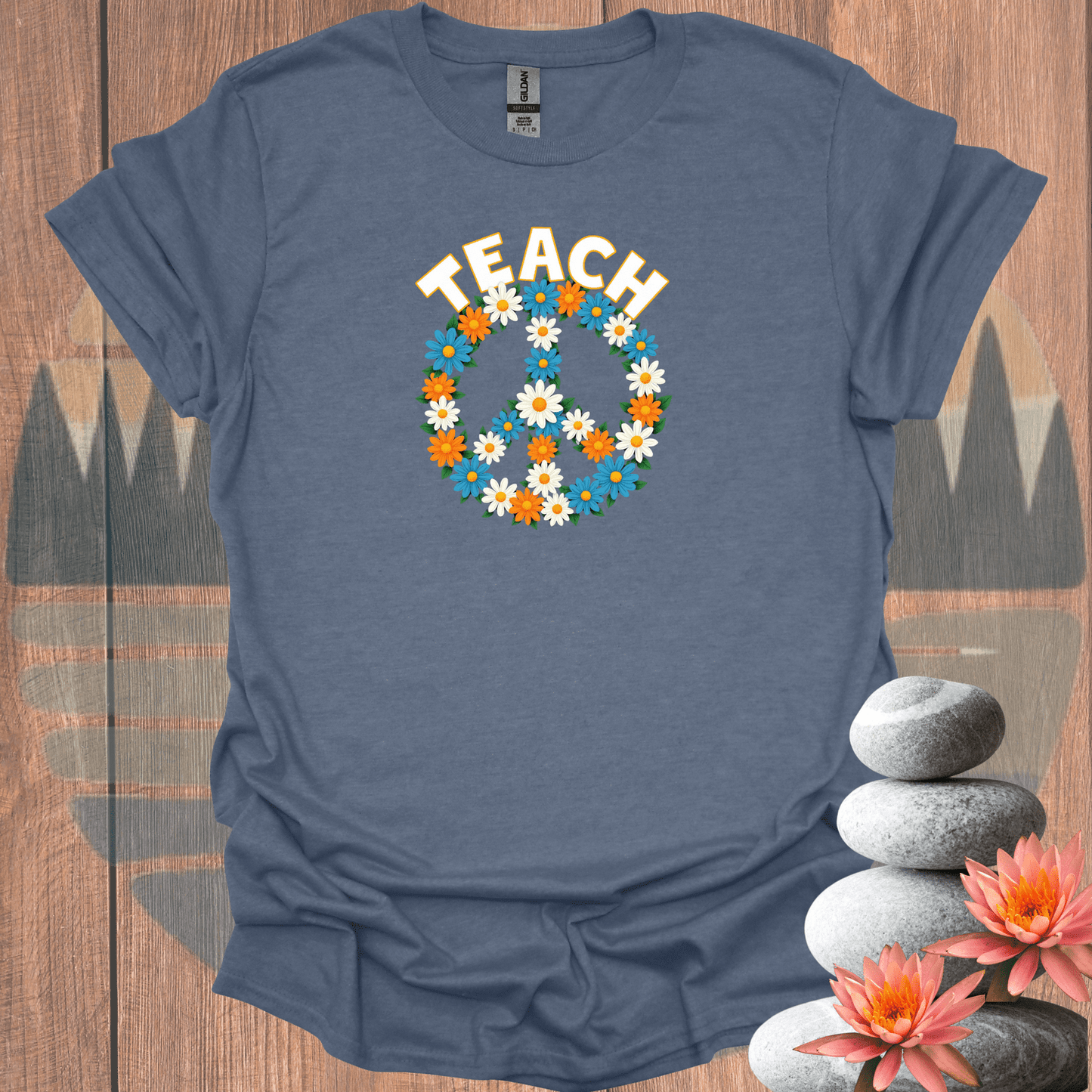 Printify T-Shirt Heather Indigo / S Teach Peace T-Shirt Teach Peace T-Shirt 27172368878042266534