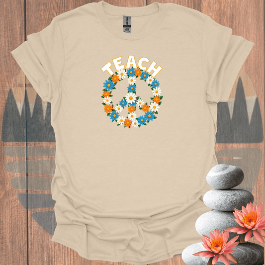 Printify T-Shirt Sand / S Teach Peace T-Shirt Teach Peace T-Shirt 39080621735632011772