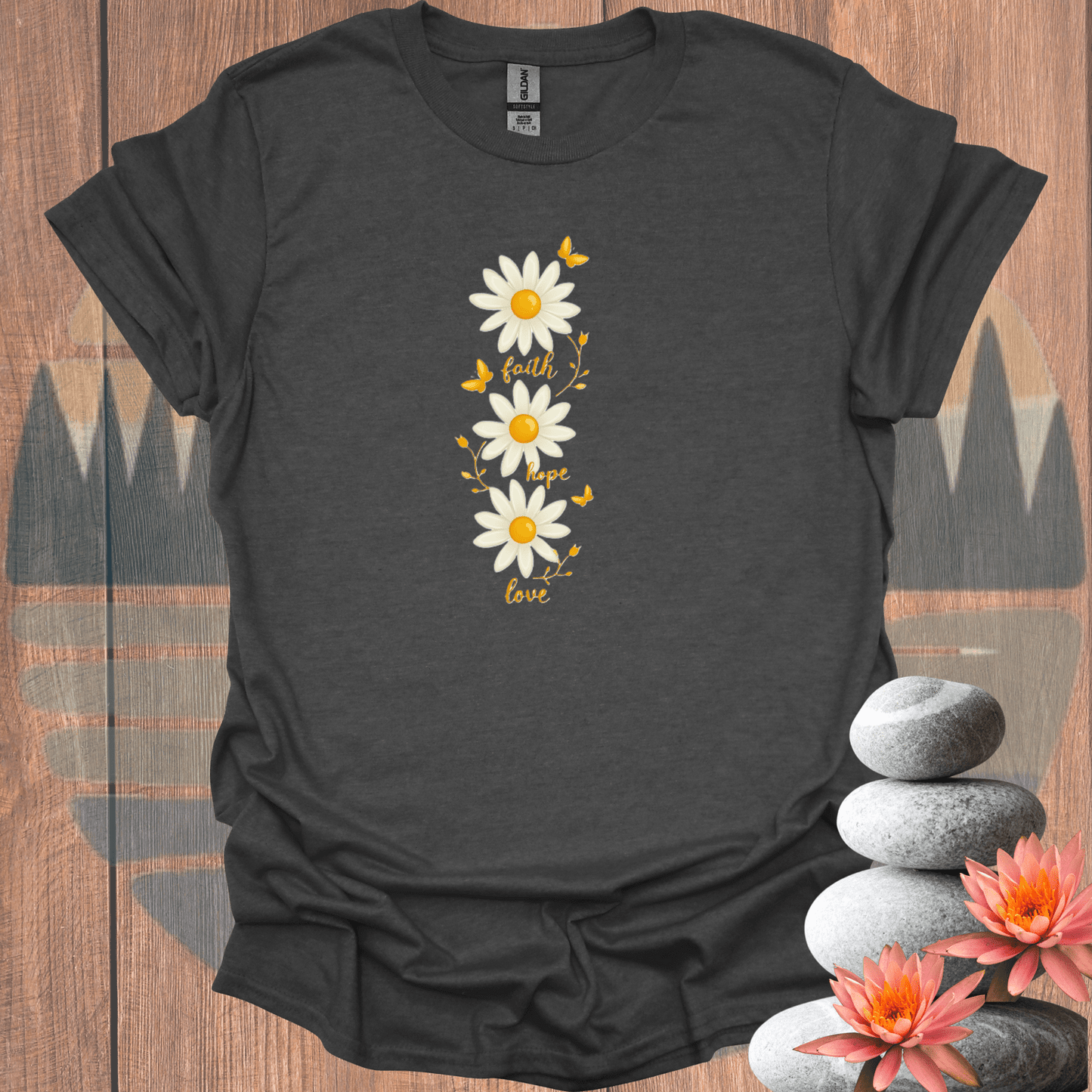 Printify T-Shirt Dark Heather / S Uplifting Daisy T-Shirt Uplifting Daisy T-Shirt 10670636538101270577