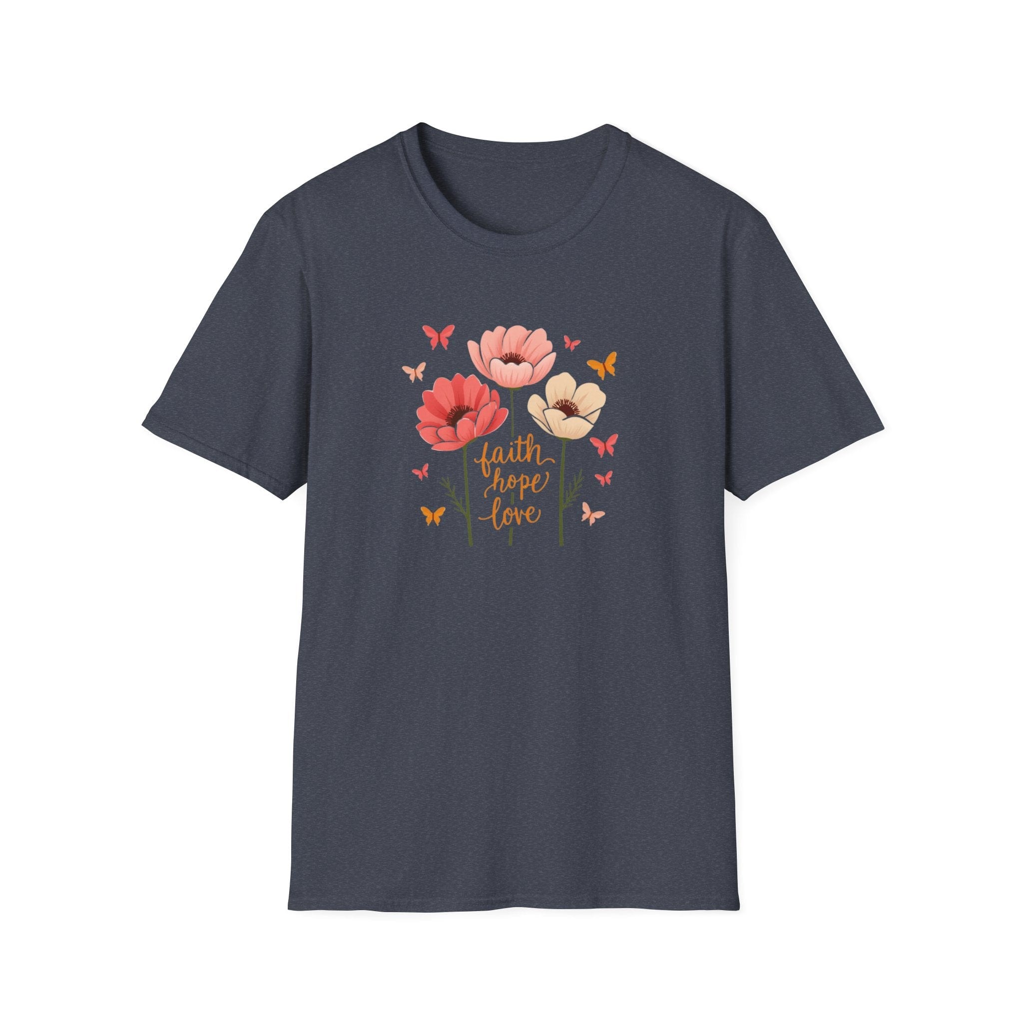 Printify T-Shirt Heather Navy / S Uplifting Poppy T-Shirt Uplifting Poppy T-Shirt 27974487007435882201