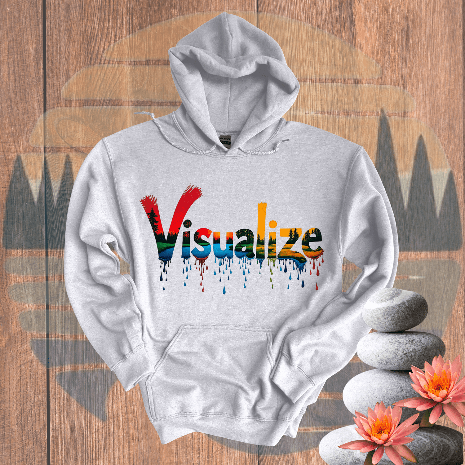 Printify Hoodie Ash / S Visualize Paint Drip Hooded Sweatshirt Visualize Paint Drip Hooded Sweatshirt 71483271913214325603