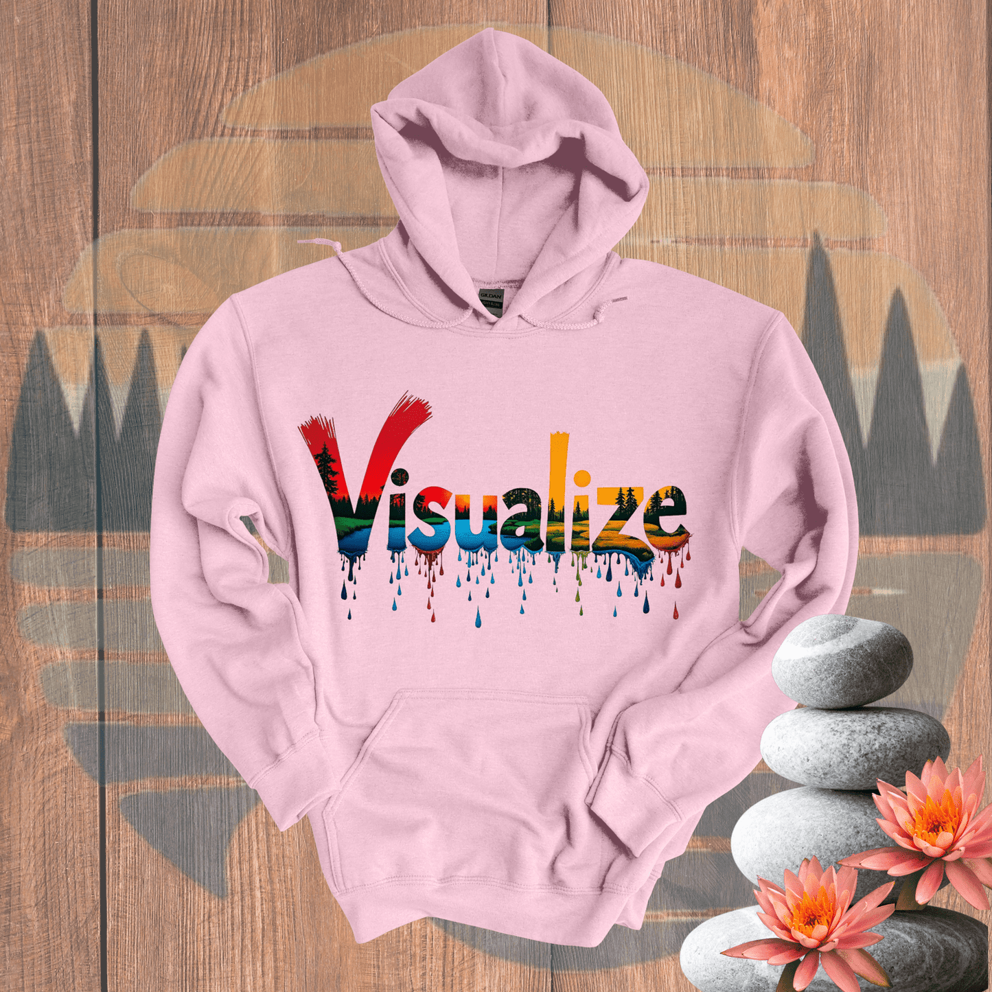 Printify Hoodie Light Pink / S Visualize Paint Drip Hooded Sweatshirt Visualize Paint Drip Hooded Sweatshirt 11933848889083707306