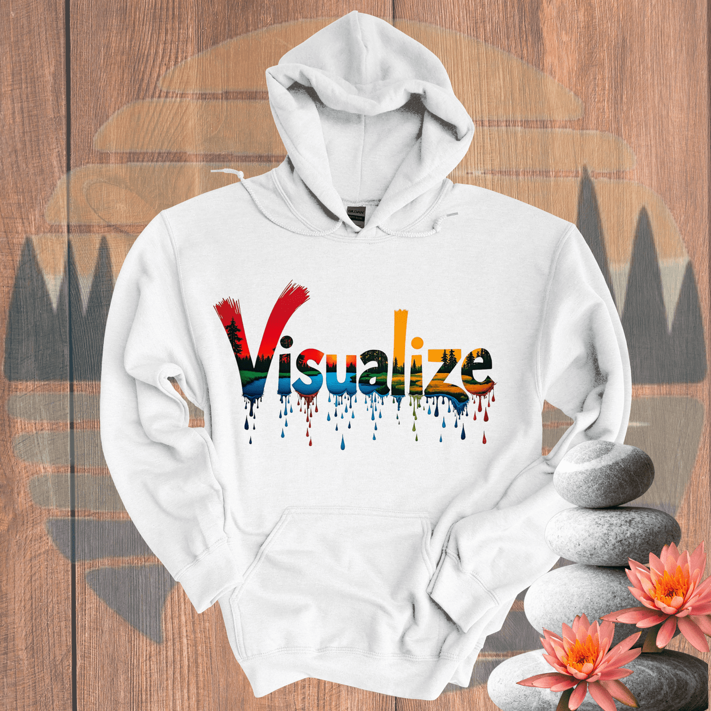 Printify Hoodie White / S Visualize Paint Drip Hooded Sweatshirt Visualize Paint Drip Hooded Sweatshirt 30827671059634525000