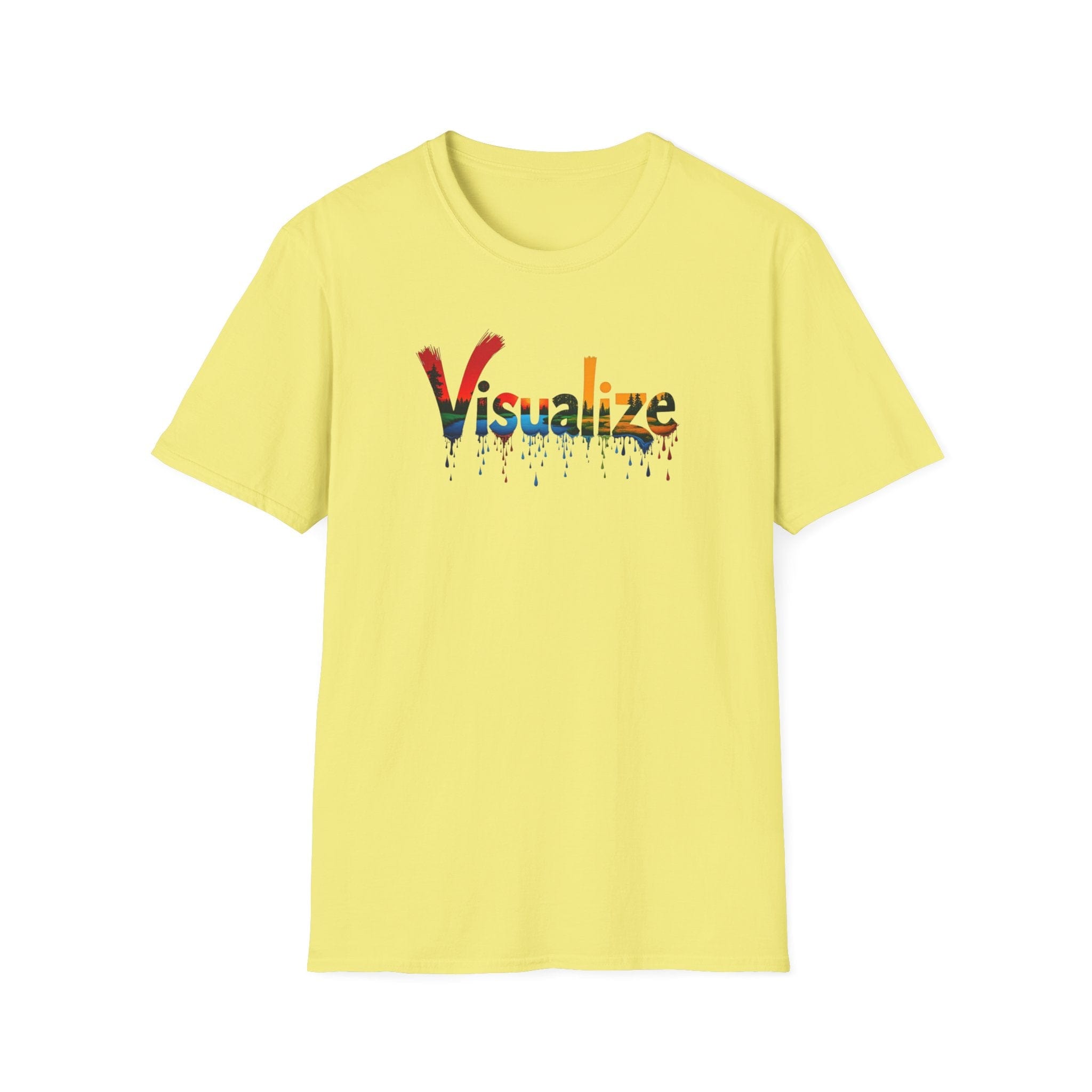 Printify T-Shirt Cornsilk / S Visualize Paint Drip T-Shirt Visualize Paint Drip T-Shirt 16000999189625509970