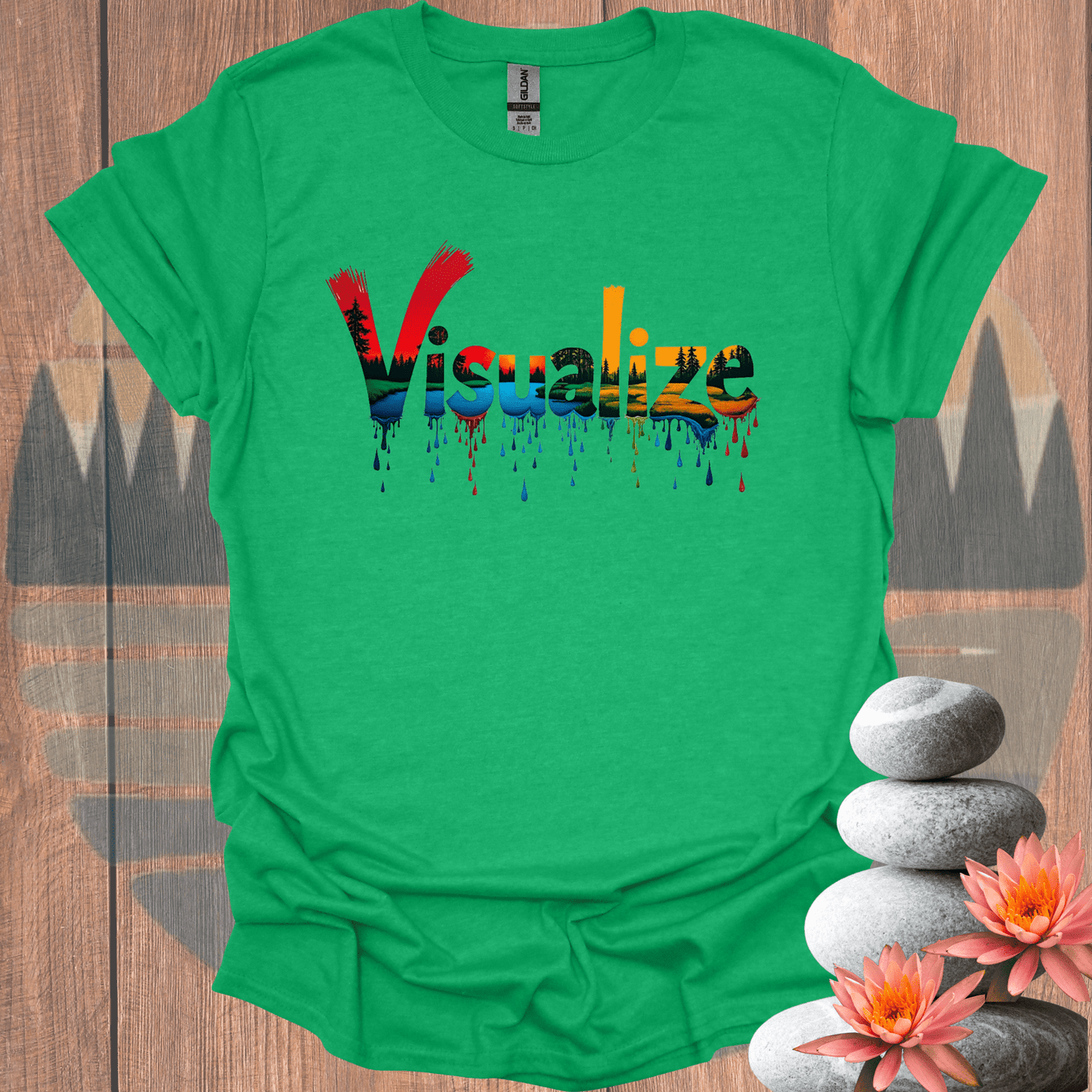 Printify T-Shirt Heather Irish Green / S Visualize Paint Drip T-Shirt Visualize Paint Drip T-Shirt 19485719791999651519