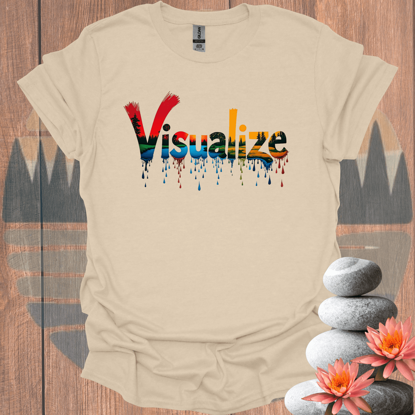 Printify T-Shirt Sand / S Visualize Paint Drip T-Shirt Visualize Paint Drip T-Shirt 47402857023730870131