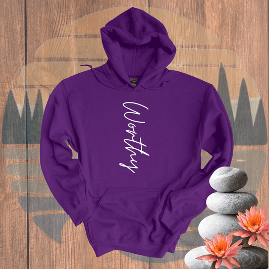 Printify Hoodie Purple / S Worthy^ Hooded Sweatshirt Worthy^ Hooded Sweatshirt 19299393601023529121