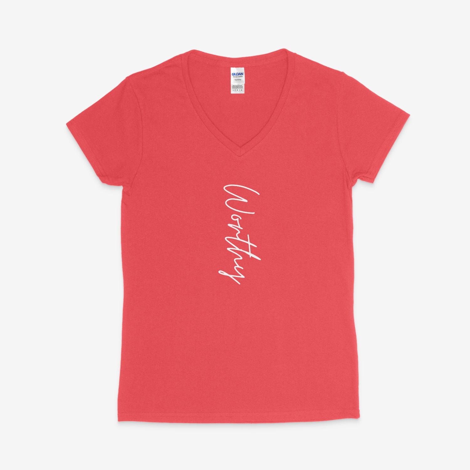 Printify V-neck S / Coral Silk Worthy V-Neck Worthy V-Neck 20046693165744621341