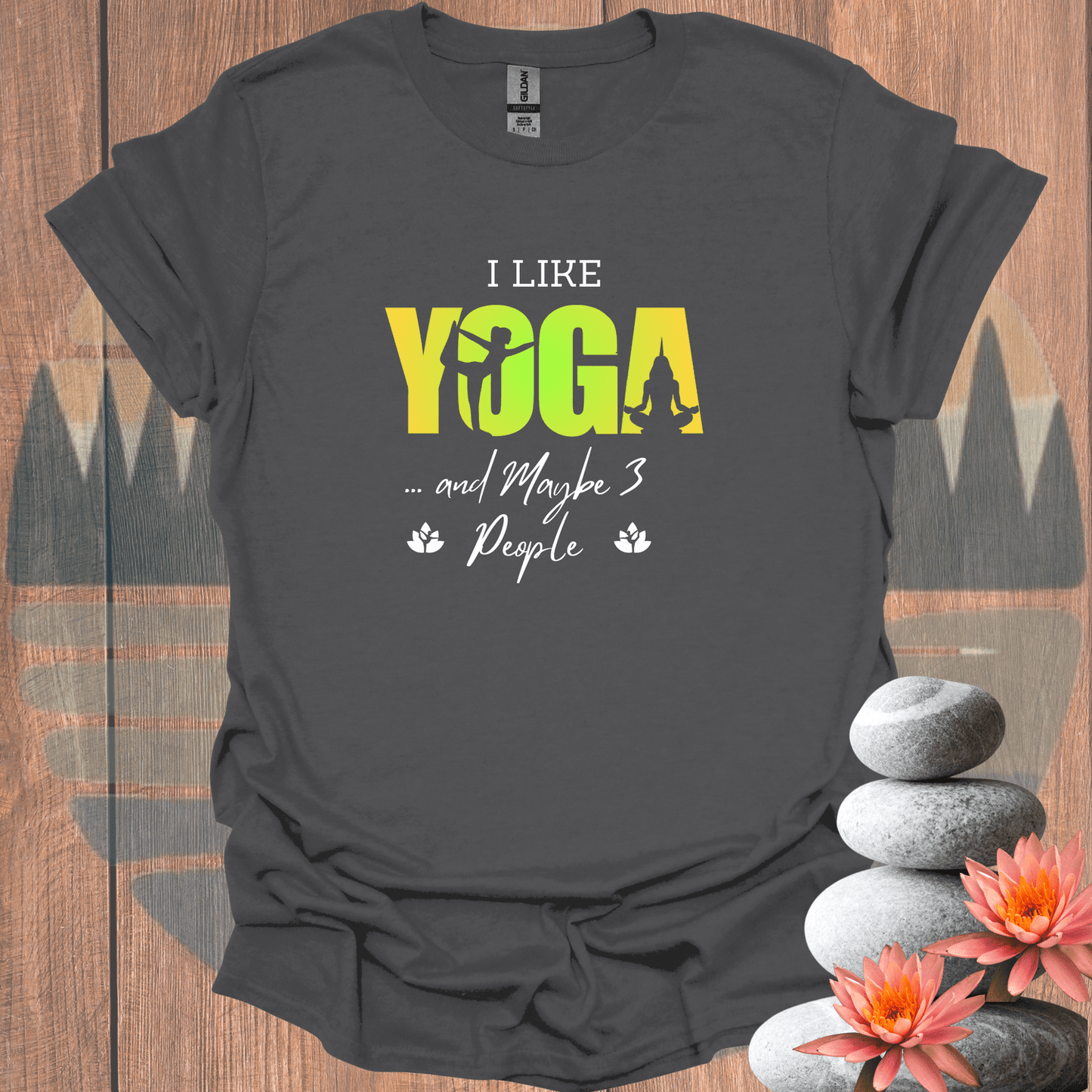 Printify T-Shirt Charcoal / S Yoga and 3 People T-Shirt Yoga and 3 People T-Shirt 10220746325839865831