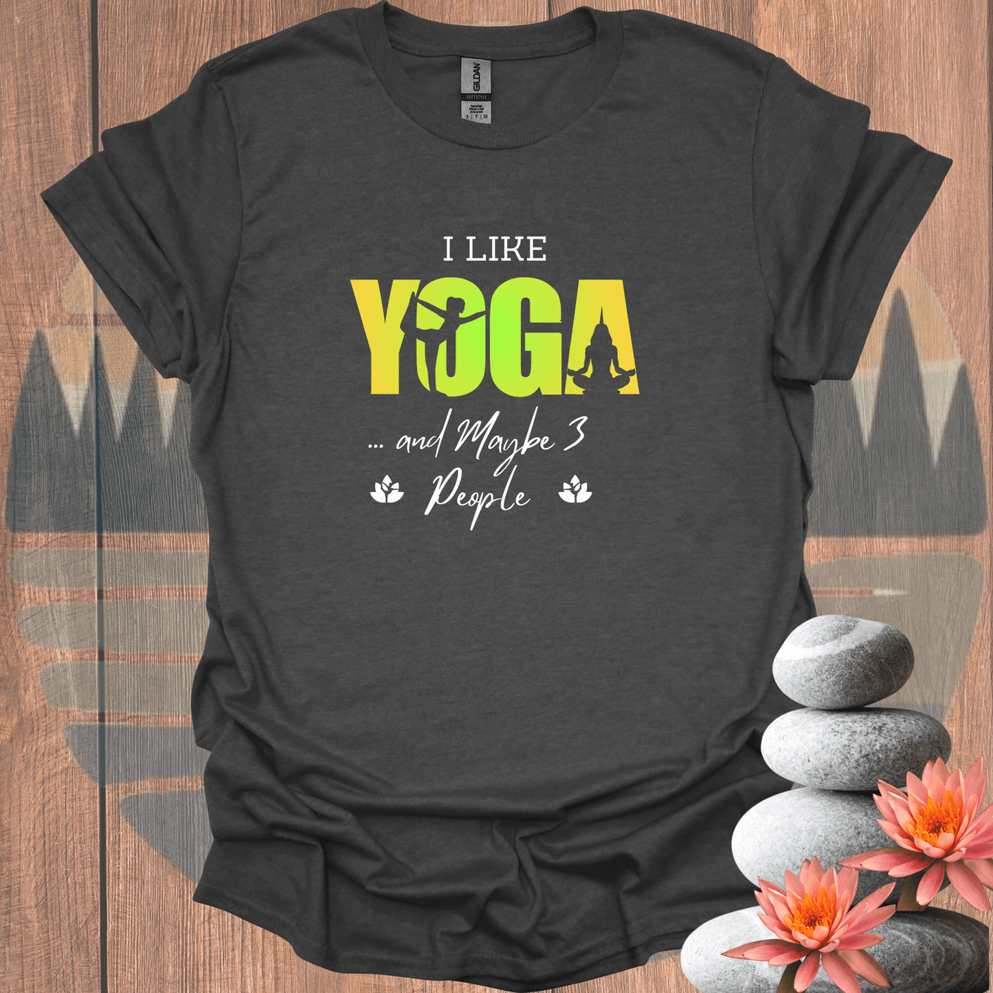 Printify T-Shirt Dark Heather / S Yoga and 3 People T-Shirt Yoga and 3 People T-Shirt 12349038074363032295