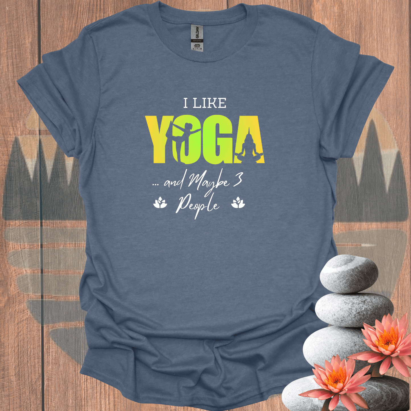 Printify T-Shirt Heather Indigo / S Yoga and 3 People T-Shirt Yoga and 3 People T-Shirt 33393706138411625308