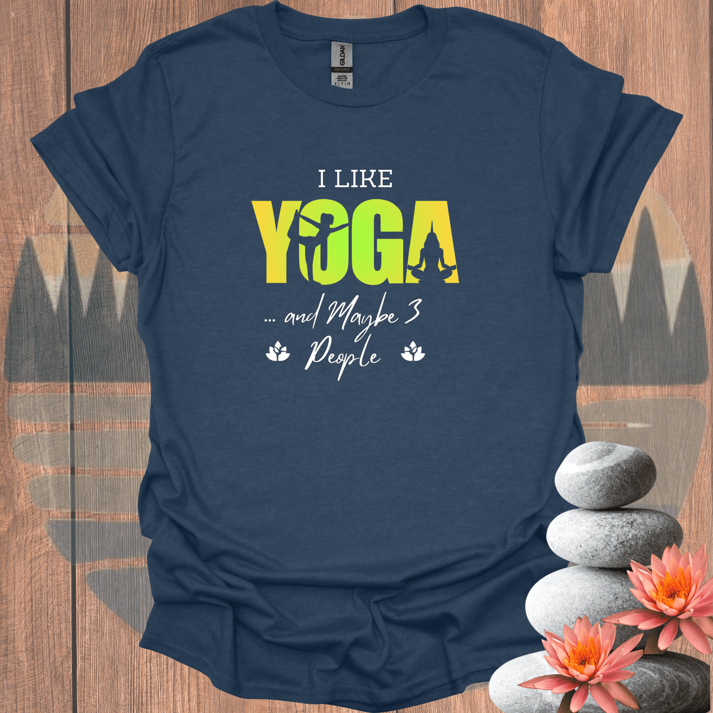 Printify T-Shirt Heather Navy / S Yoga and 3 People T-Shirt Yoga and 3 People T-Shirt 19741618845979755848