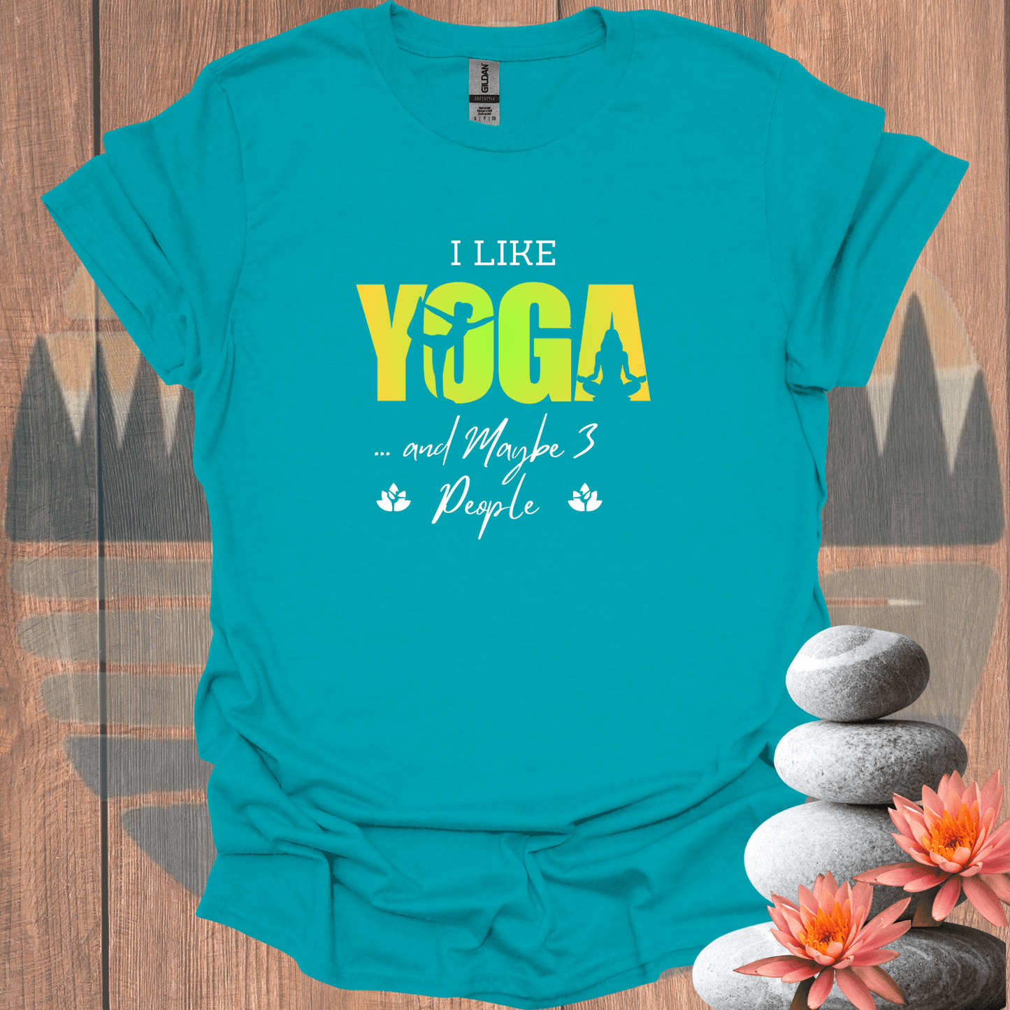 Printify T-Shirt Tropical Blue / S Yoga and 3 People T-Shirt Yoga and 3 People T-Shirt 18675742124184028933