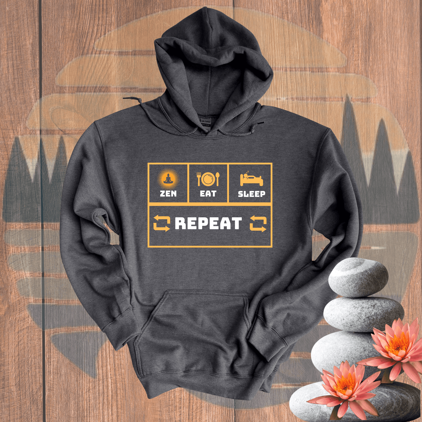 Printify Hoodie Dark Heather / S Zen Life Hooded Sweatshirt Zen Life Hooded Sweatshirt 24872154513324489918